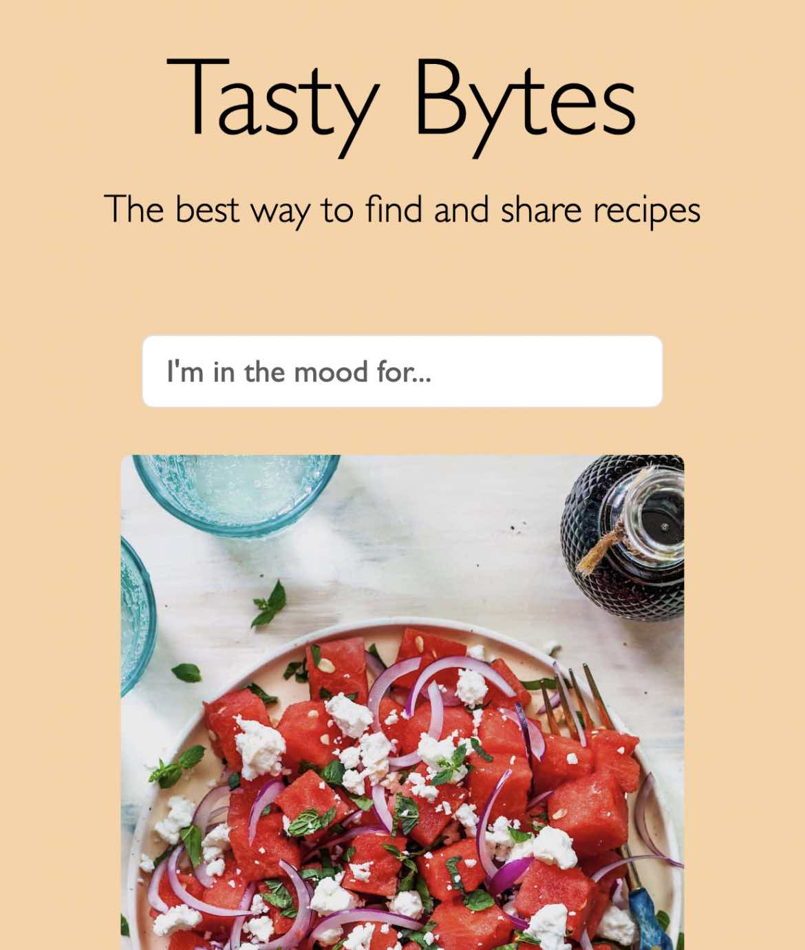 A screenshot of the Tasty Bytes landing page